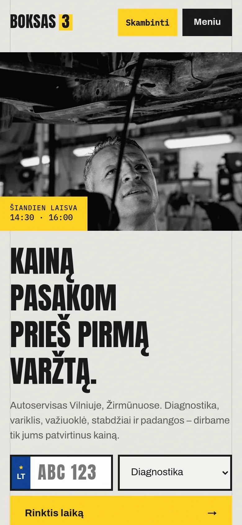 Autoserviso šablonas telefone