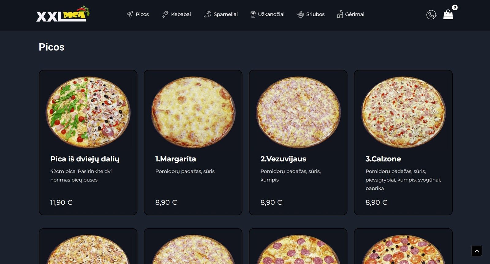 XXL Pica svetainės pagrindinis puslapis kompiuteryje